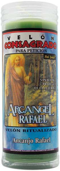 VELON CONSAGRADO Arcangel Rafael 14 x 5.5 cm (Incluye Ritual)