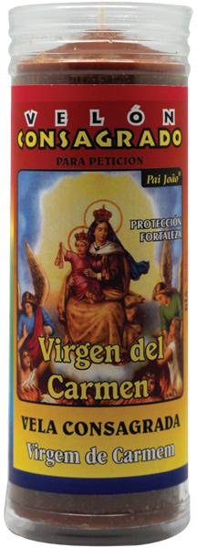 VELON CONSAGRADO Virgen del Carmen 14 x 5.5 cm (Incluye Ritual)