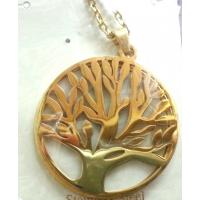Collar Amuleto Arbol de la vida 4.5 cm (Acero Dorado)