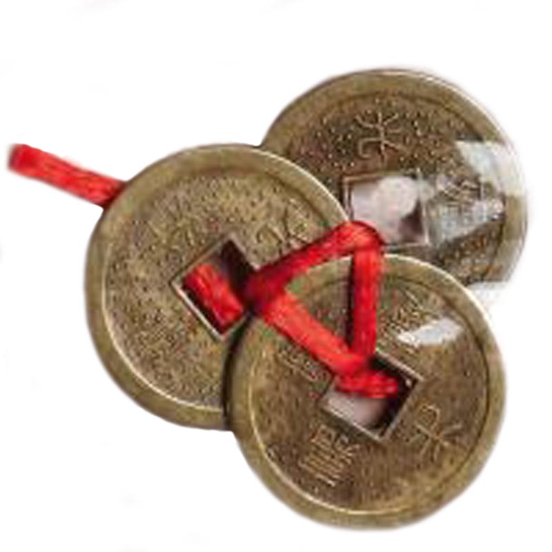 Amuleto Moneda I Ching con Lazo Rojo 3 cm (Incluye 3 Modenas)