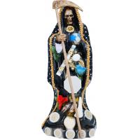 Imagen Santa Muerte Vestida 30 cm (Negra) (c/ Amuleto Base) – Resina