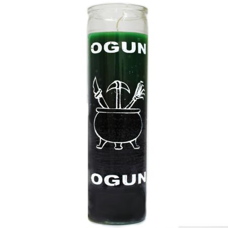 Kaars Orisha Ogun in Glas Groen & Zwart