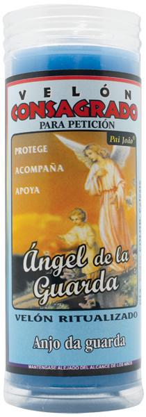 VELON CONSAGRADO Angel de la Guarda 14 x 5.5 cm (Celeste) (Incluye Ritual)