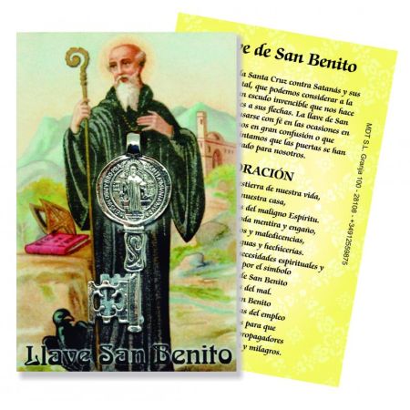 Amuleto Llave San Benito Mediana con oracion (5 x 2.2 cm)