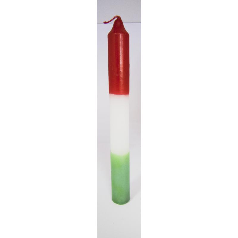 VELA Bujia Tri-Color Rojo-Blanco-Verde 20 x 2 cm
