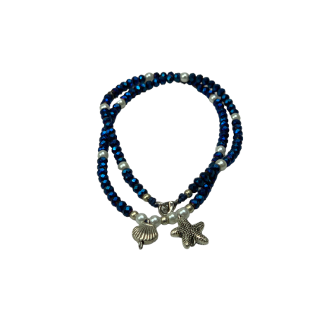 Collar Mix2 Azul Perla Blanca y Molusco 23,5cm