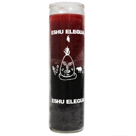 Kaars in glas Orisha Elegua rood/zwart