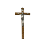Kruis licht bruin met zilveren Cristus 15cm