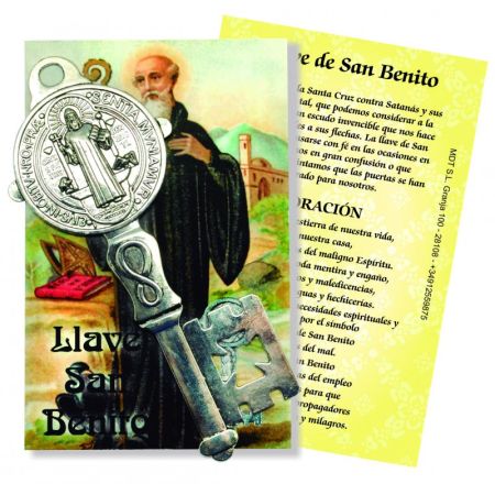 Amuleto Llave San Benito Grande con oracion (13 x 4.5 cm)