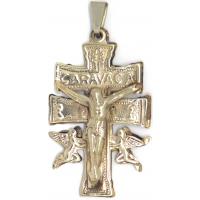 Amuleto Cruz de Caravaca c/ Cristo Plateada 5 cm aprox. (C/ Cordon)